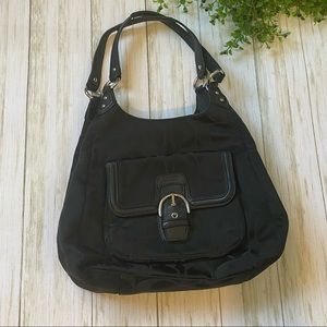 Black leather trim Coach Campbell purse bag